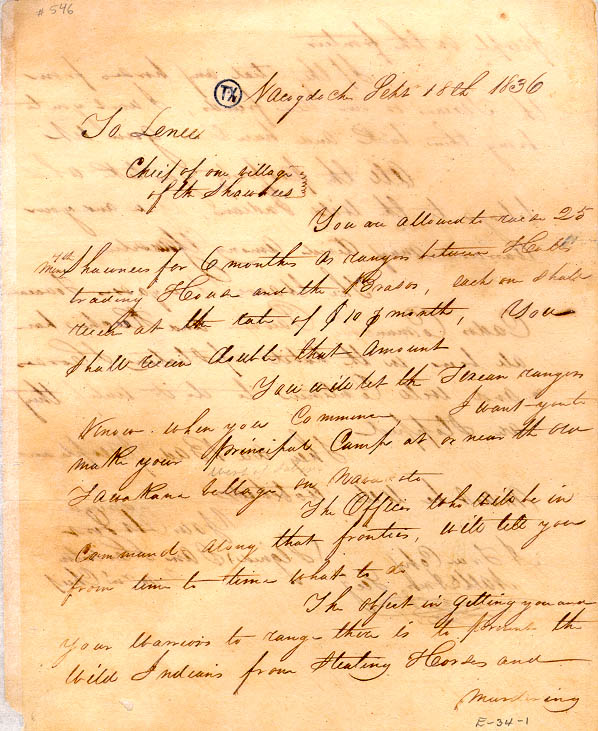 Sam Houston to John Linney,, 1836